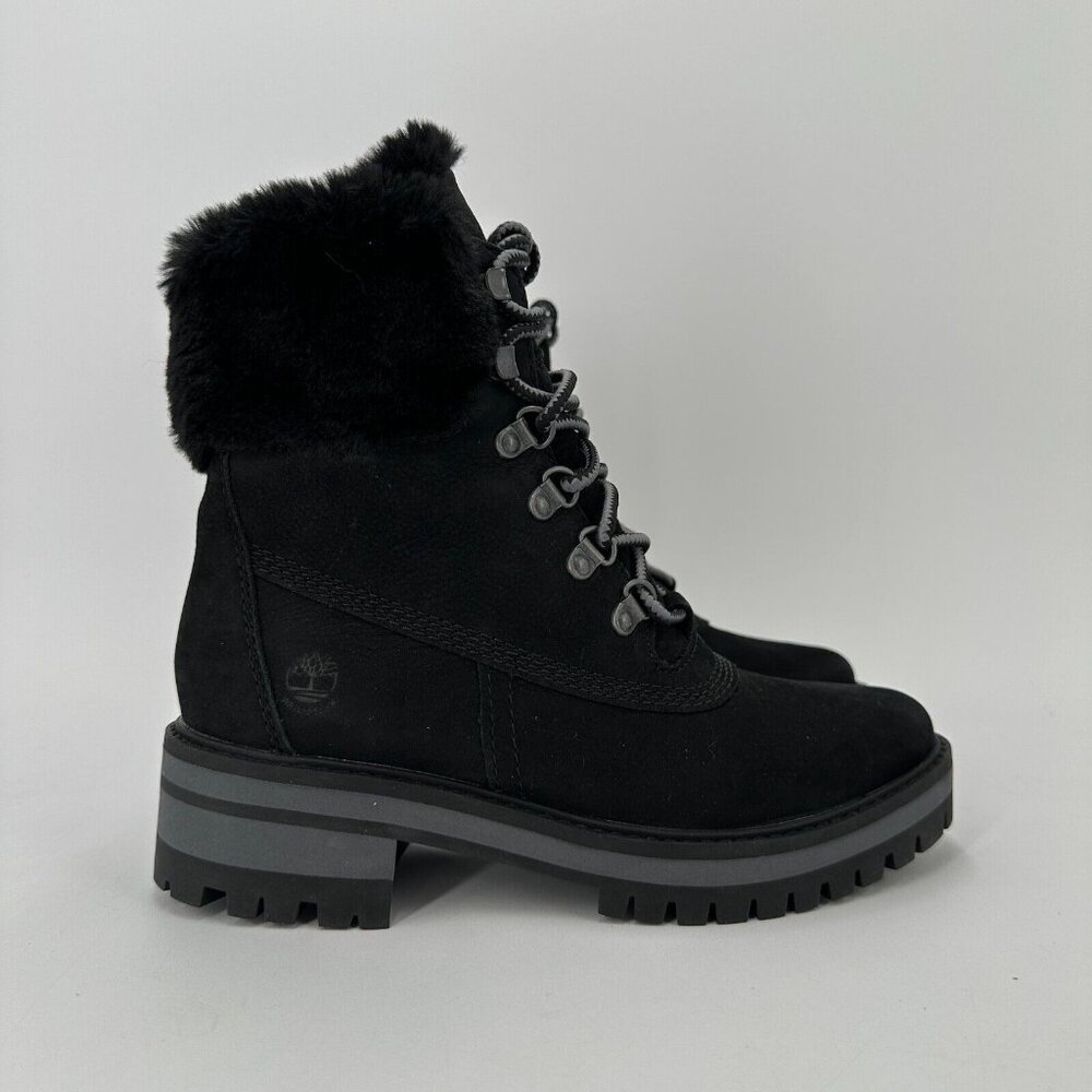 Timberland Women's Courmayeur 6" Waterproof Warm-Lined Boots sz 6 Black Nubuck